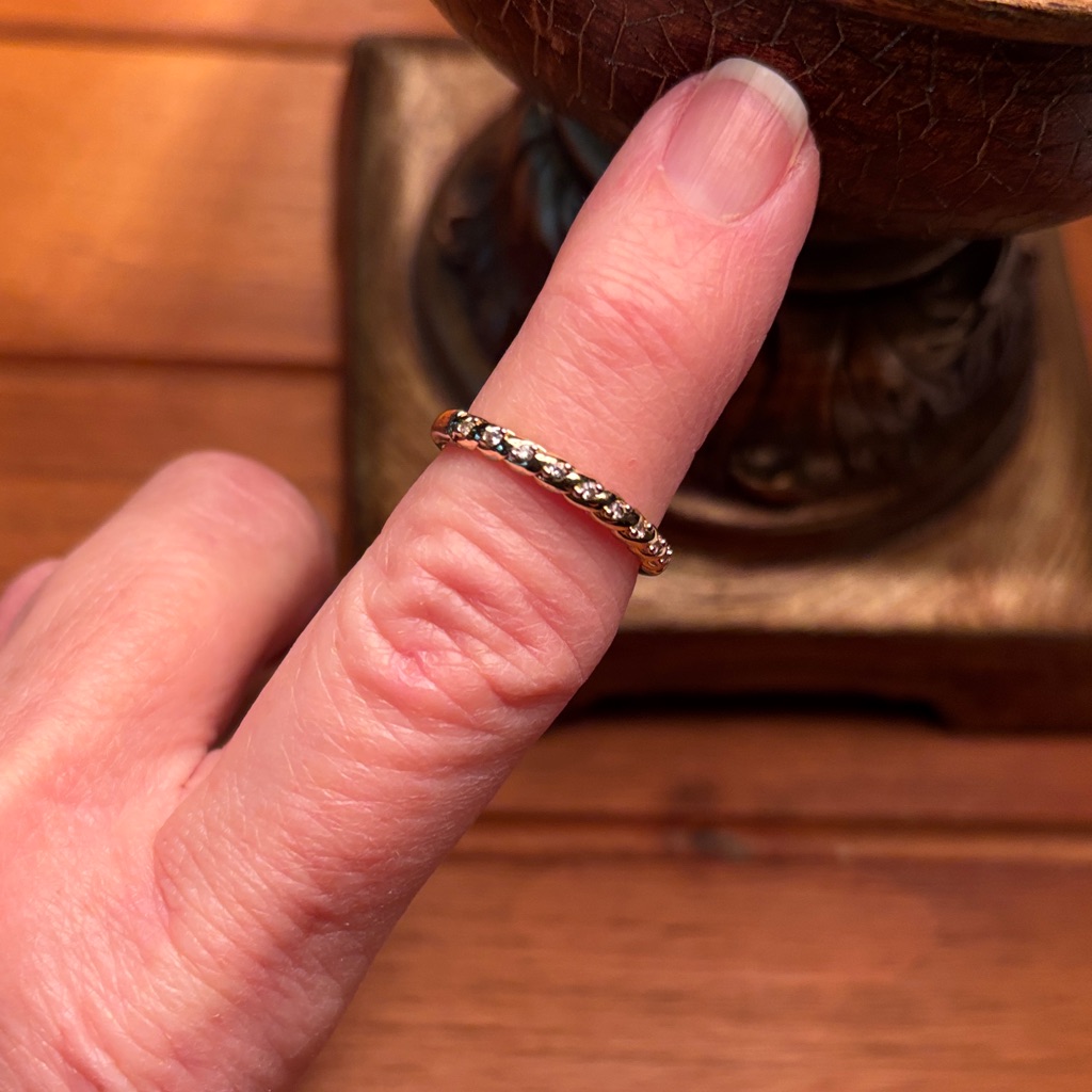 Elegant Gold Braided Ring With Small Czs